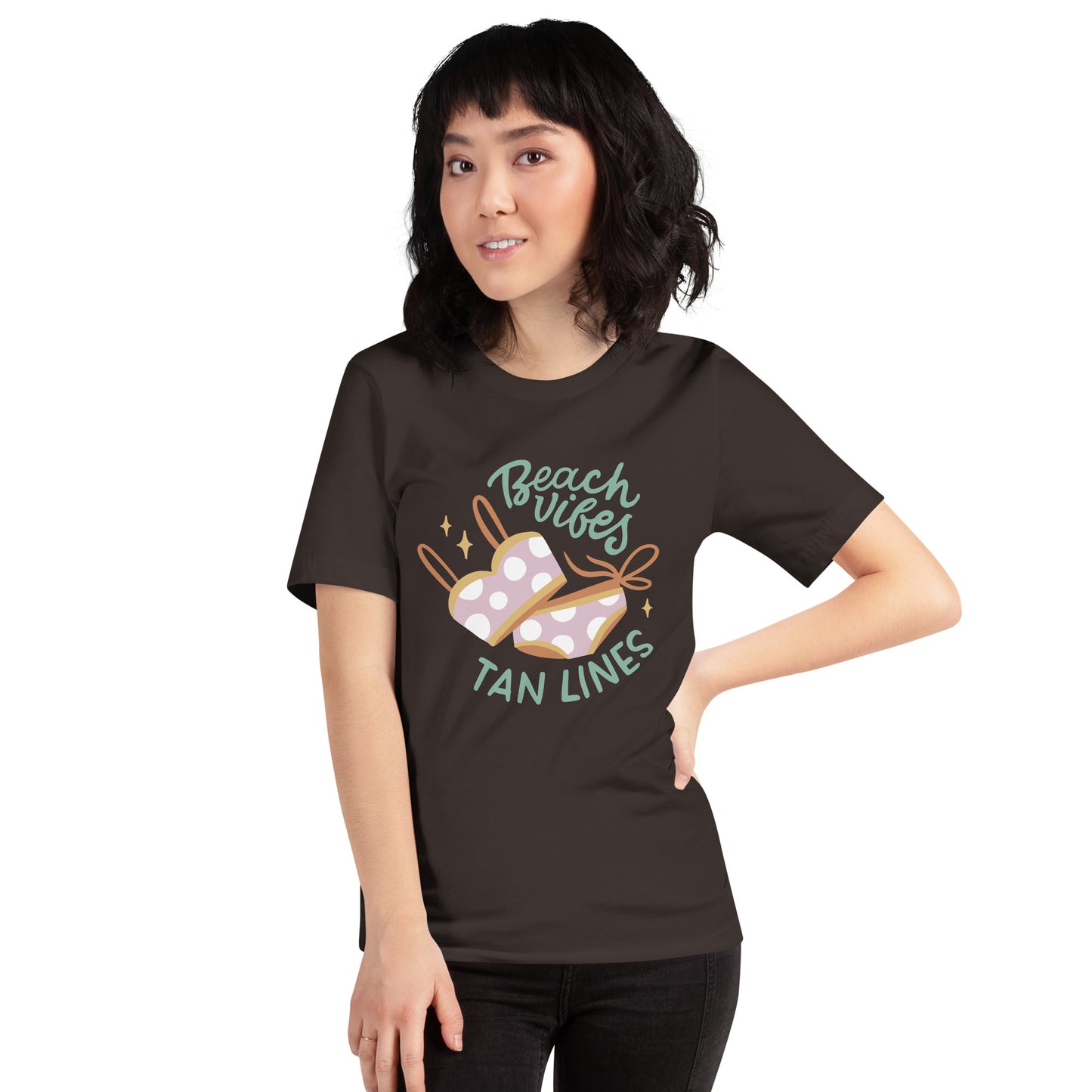 T-Shirts - Beach Vibes. Tan Lines (Glamourange Seasons & Events Staple T-Shirts - Front Print)