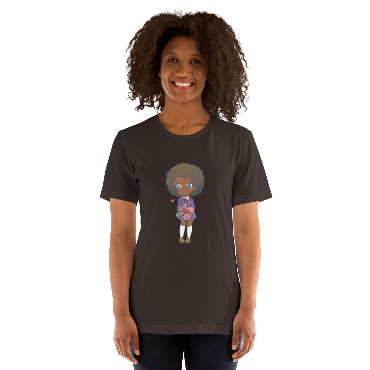 T-Shirts - Ebony Girl Afro (Glamourange Ebony Staple T-Shirts - Front Print 004 Model)