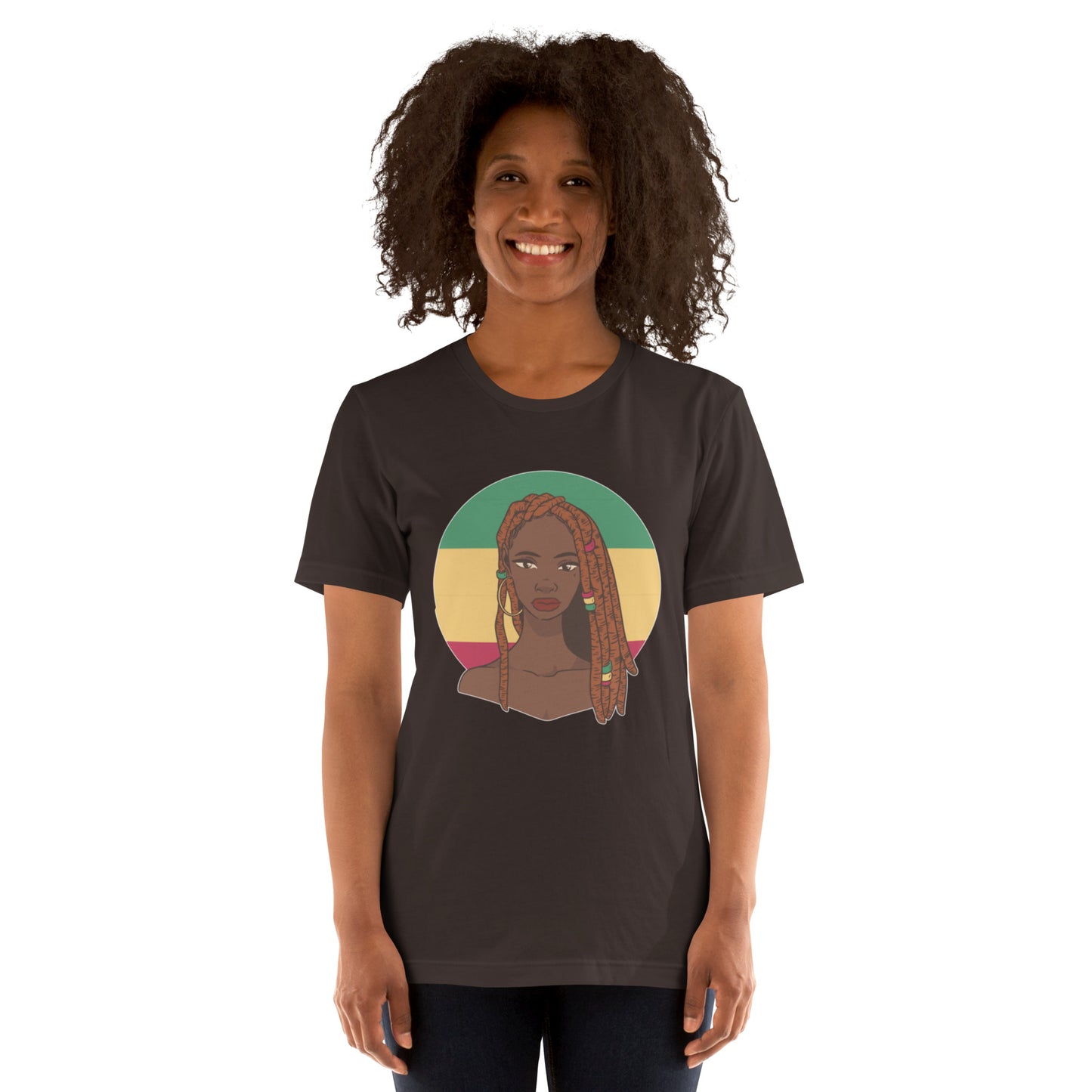 T-Shirts - Ebony Woman Dreadlocks (Glamourange Ebony Staple T-Shirts - Front Print 007 Model)