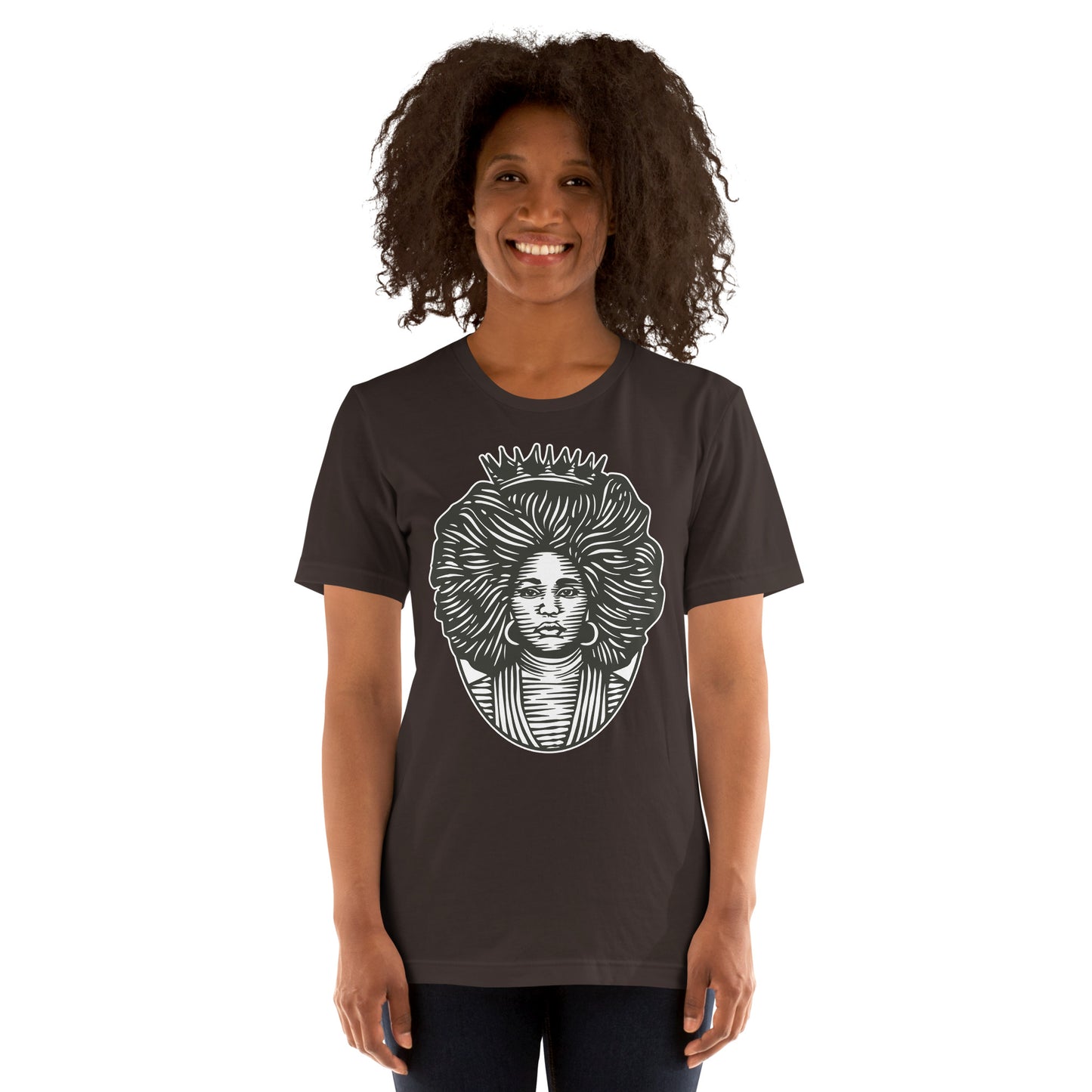 T-Shirts - The Beautiful Queen (Glamourange Ebony Staple T-Shirts - Front Print 0021 Model)