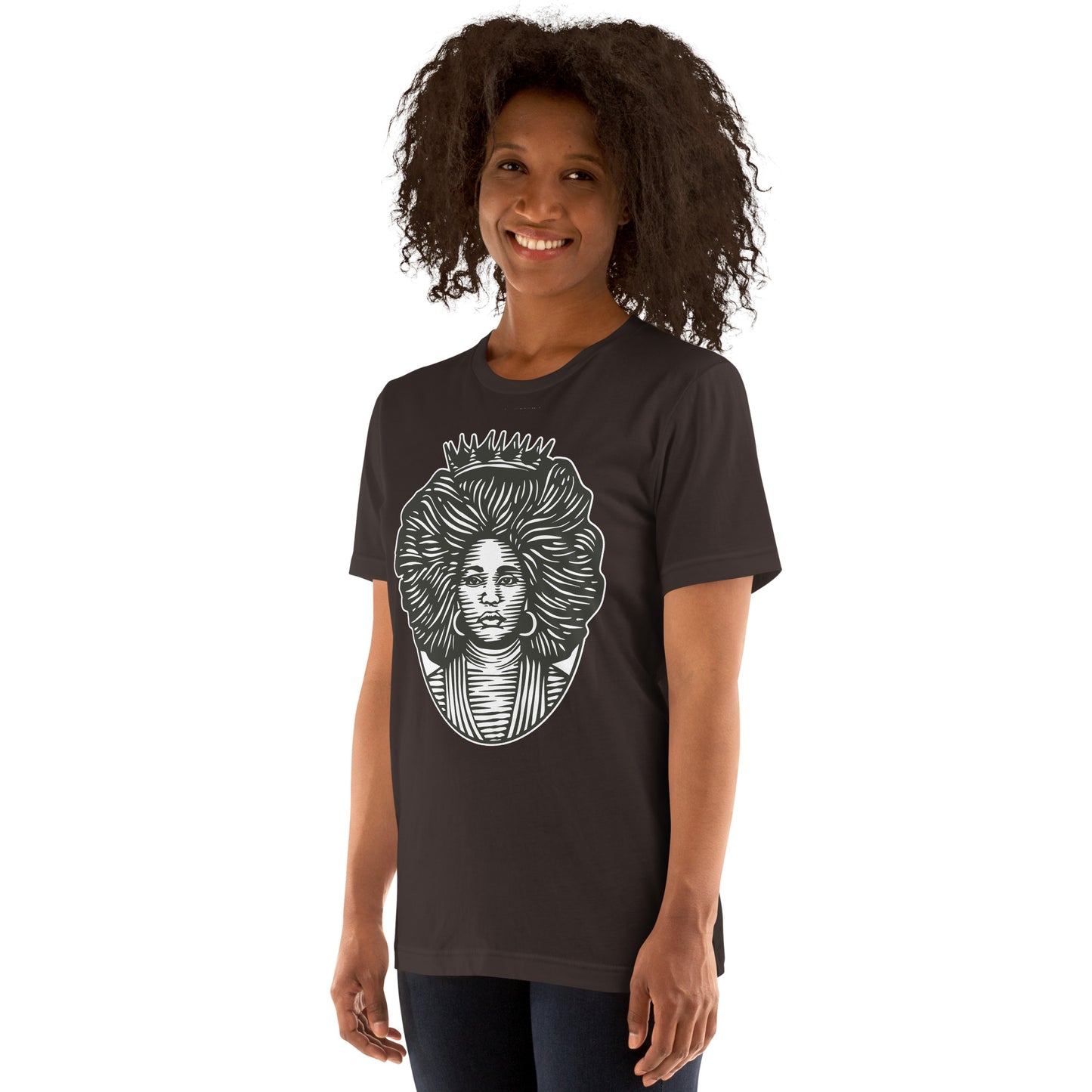 T-Shirts - The Beautiful Queen (Glamourange Ebony Staple T-Shirts - Front Print 0021 Model)