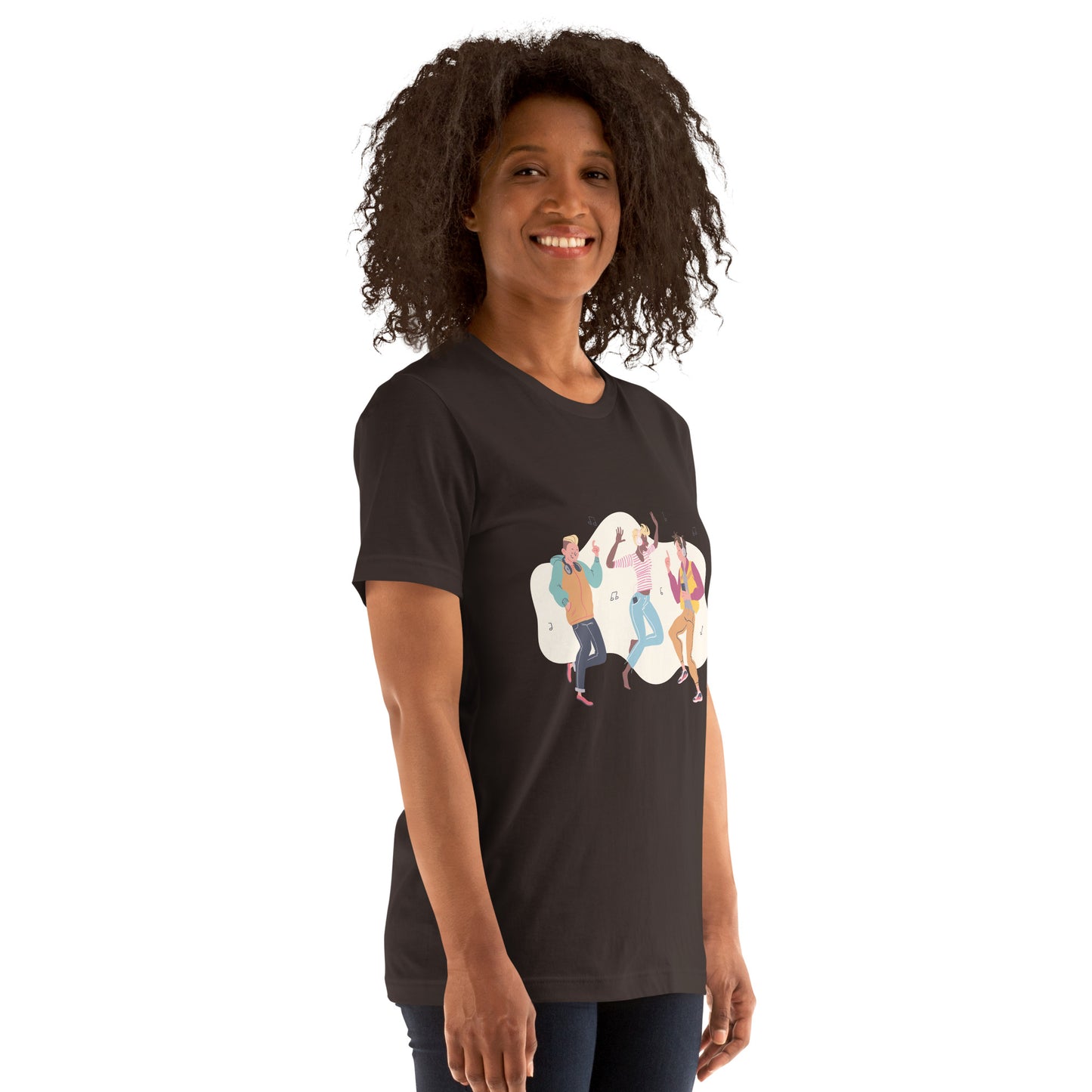 T-Shirts - Let The Music Play (Glamourange Ebony Staple T-Shirts - Front Print 0014 Model)