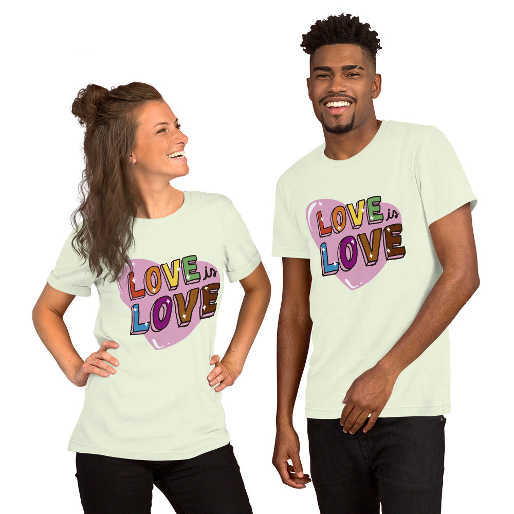 T-Shirts - Love Is Love (Glamourange Love Staple T-Shirts - Front Print 0039 Model)