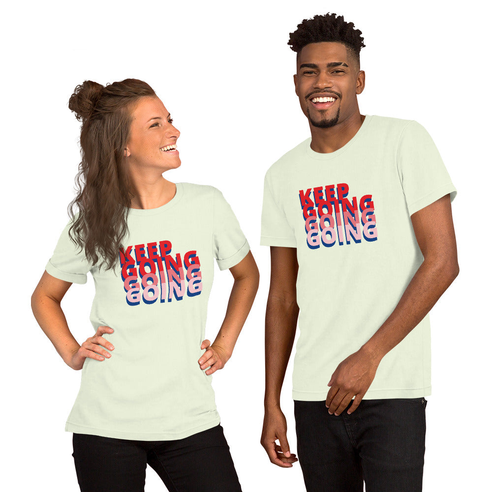 Unisex T Shirts - Keep Going, Going, Going (Glamourange Motivation Staple T-Shirts - Front Print)