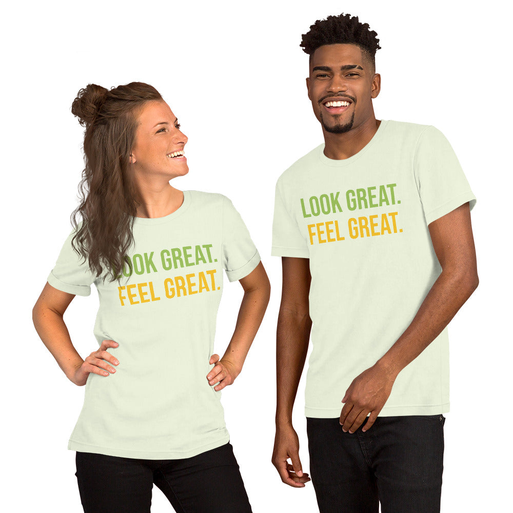 T Shirts - Look Great. Feel Great (Glamourange Motivation Staple T-Shirts - Front Print 001 Model)