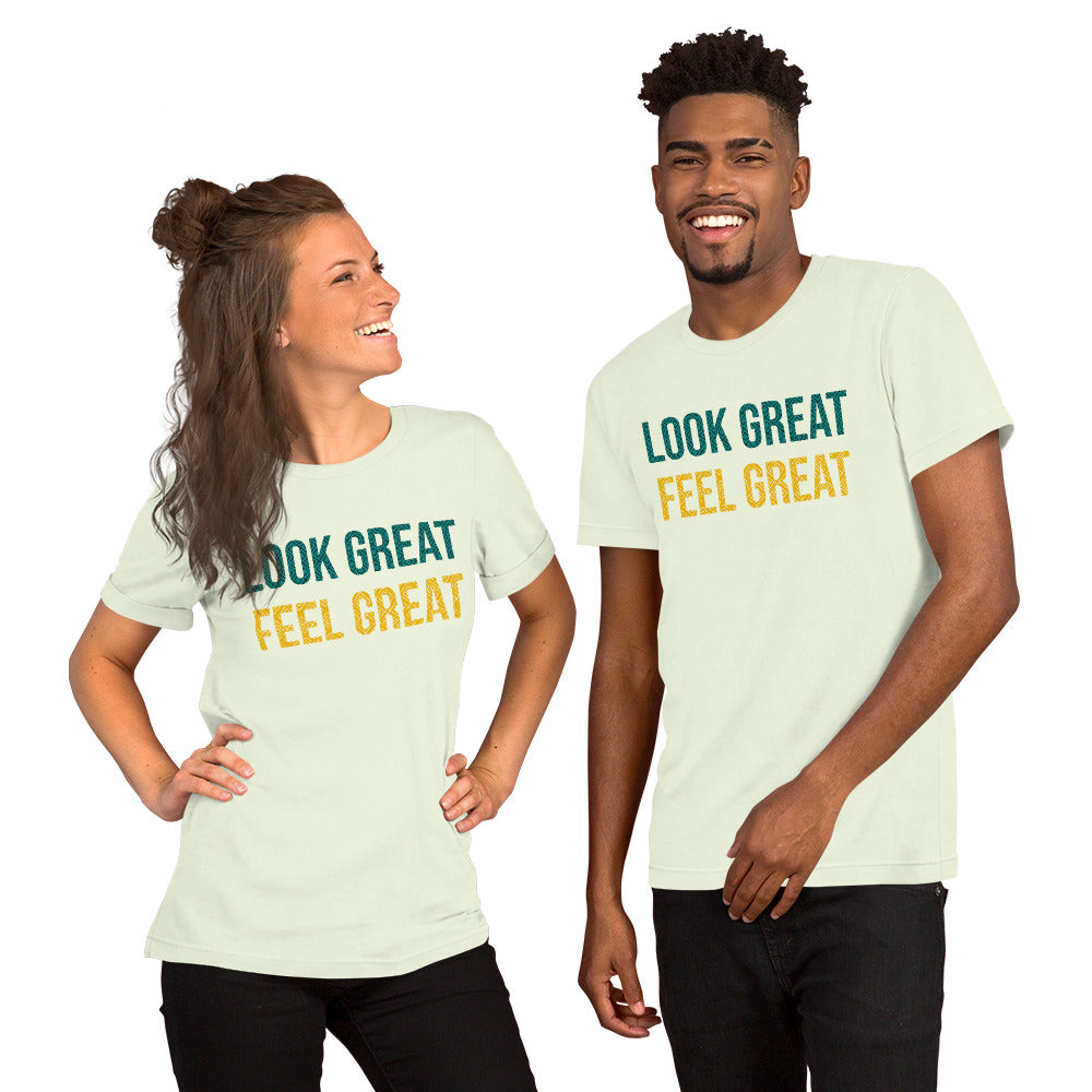 T Shirts - Look Great. Feel Great (Glamourange Motivation Staple T-Shirts - Front Print 002 Model)