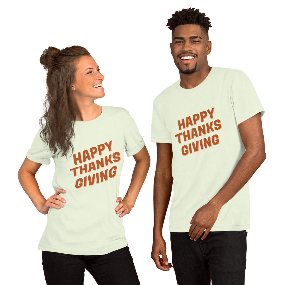 T-Shirts - Happy Thanks Giving (Glamourange Seasons & Events Staple T-Shirts - Front Print)