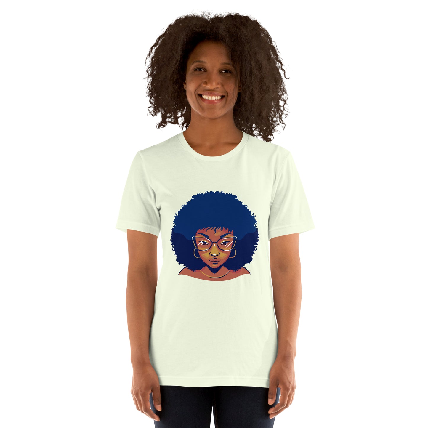 T-Shirts - Ebony Woman Afro (Glamourange Ebony Staple T-Shirts - Front Print 005 Model)