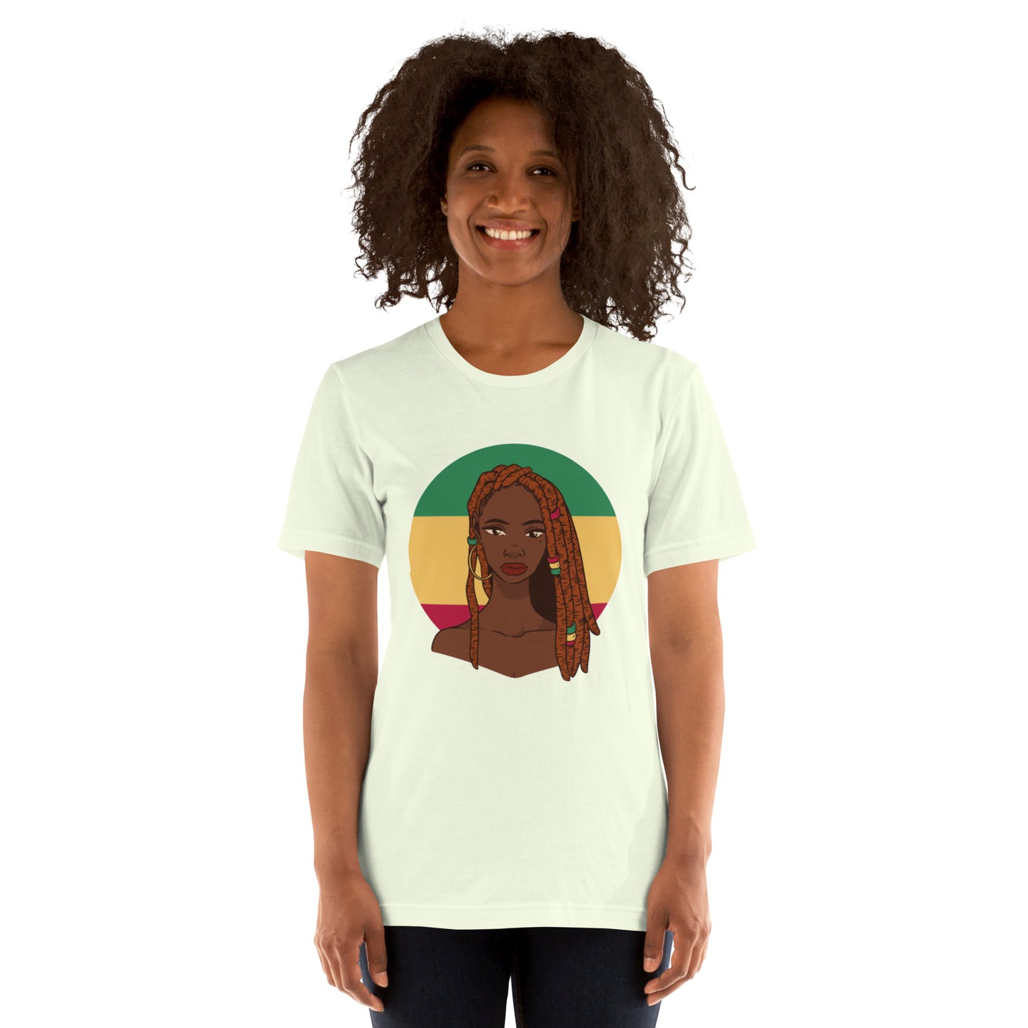 T-Shirts - Ebony Woman Dreadlocks (Glamourange Ebony Staple T-Shirts - Front Print 007 Model)