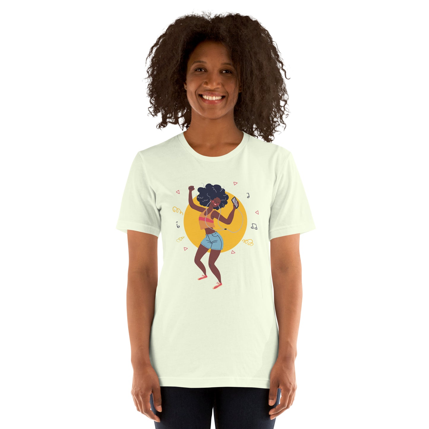 T-Shirts - Let The Music Play (Glamourange Ebony Staple T-Shirts - Front Print 008 Model)