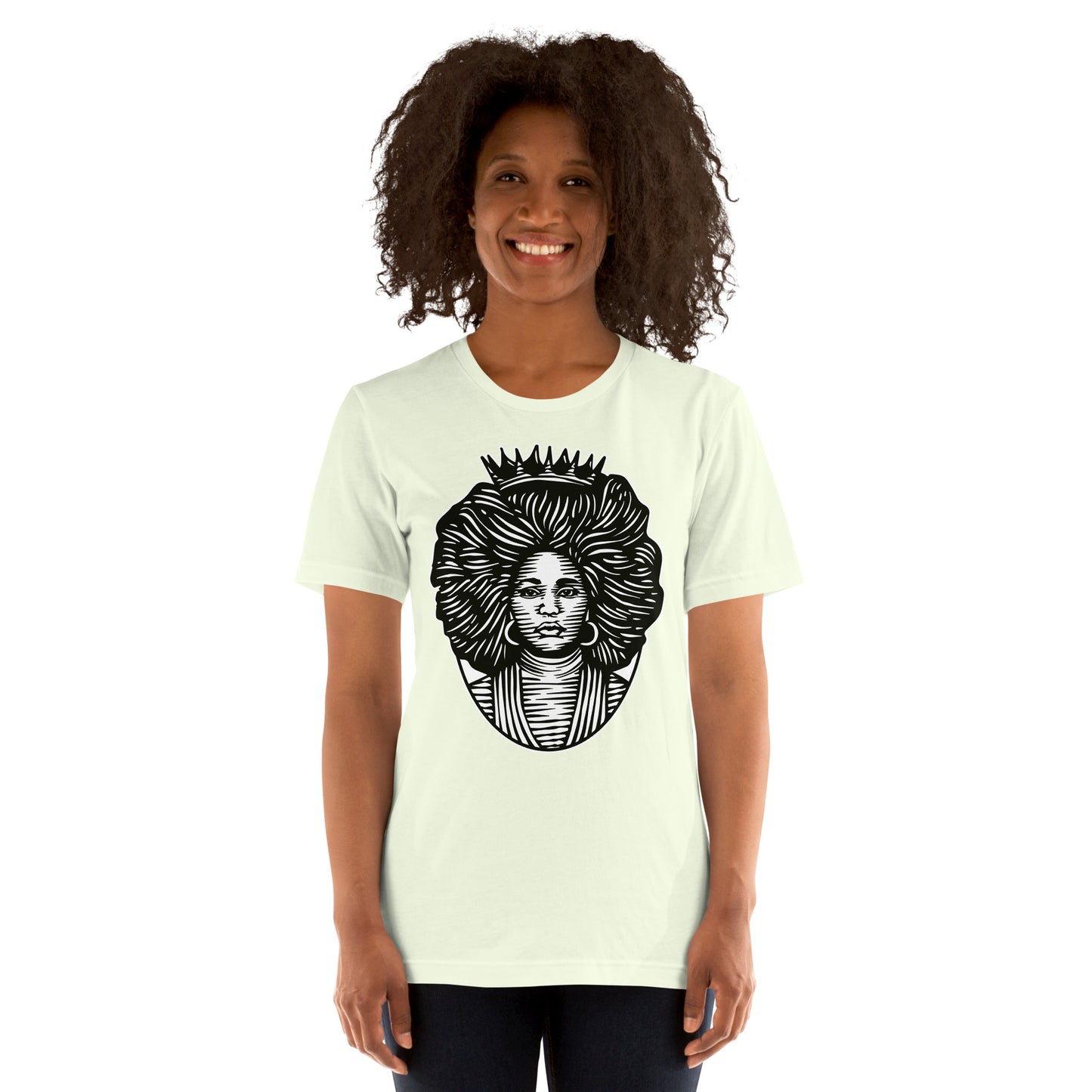 T-Shirts - The Beautiful Queen (Glamourange Ebony Staple T-Shirts - Front Print 0021 Model)