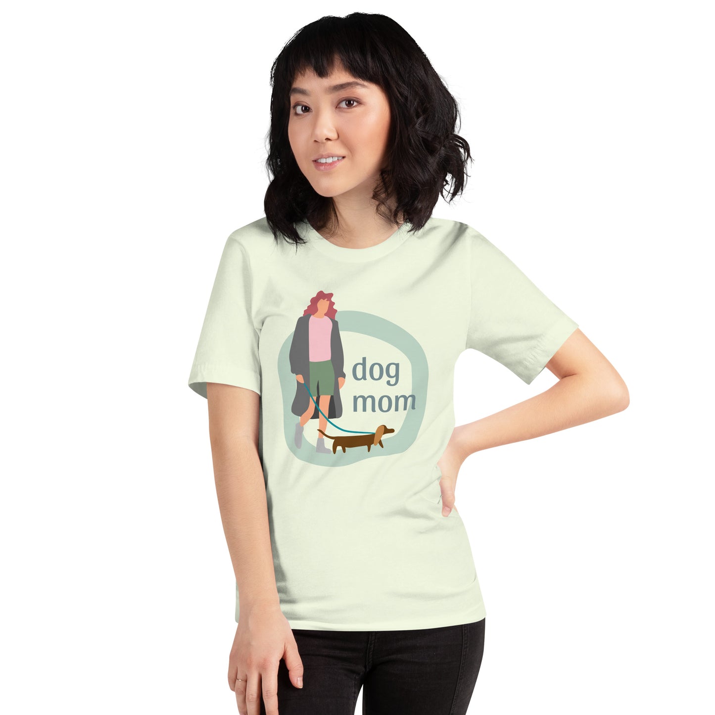 T-Shirts - Dog Mom (Glamourange Pets Staple T-Shirts - Front Print 001 Model)