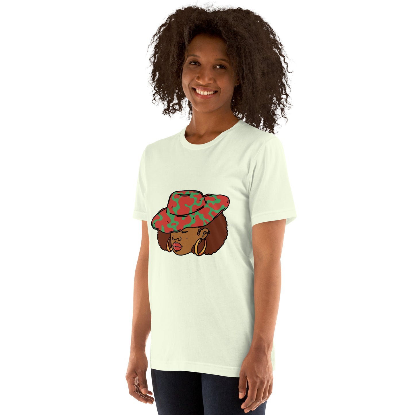 T-Shirts - Ebony Woman Afro (Glamourange Ebony Staple T-Shirts - Front Print 001 Model)