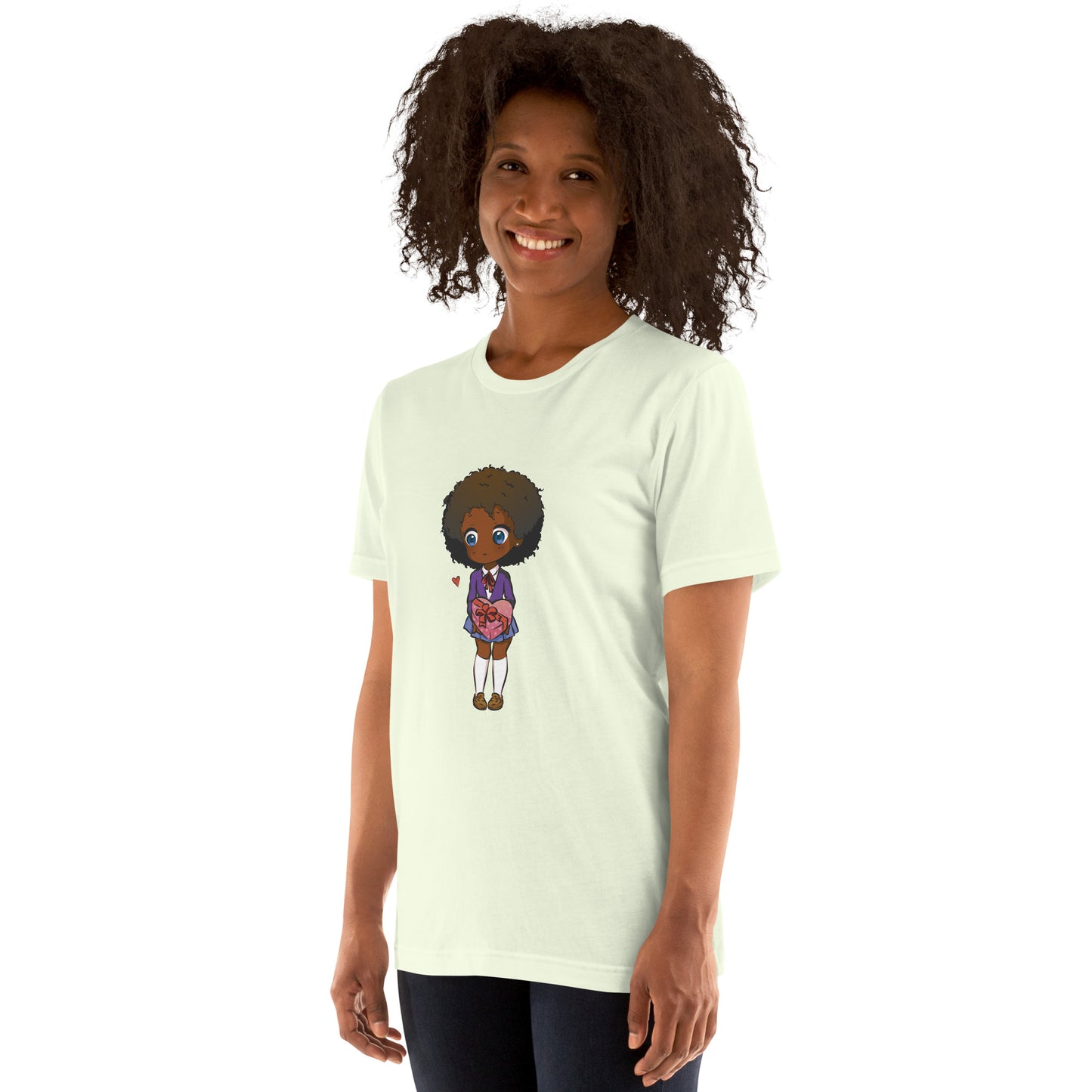 T-Shirts - Ebony Girl Afro (Glamourange Ebony Staple T-Shirts - Front Print 004 Model)