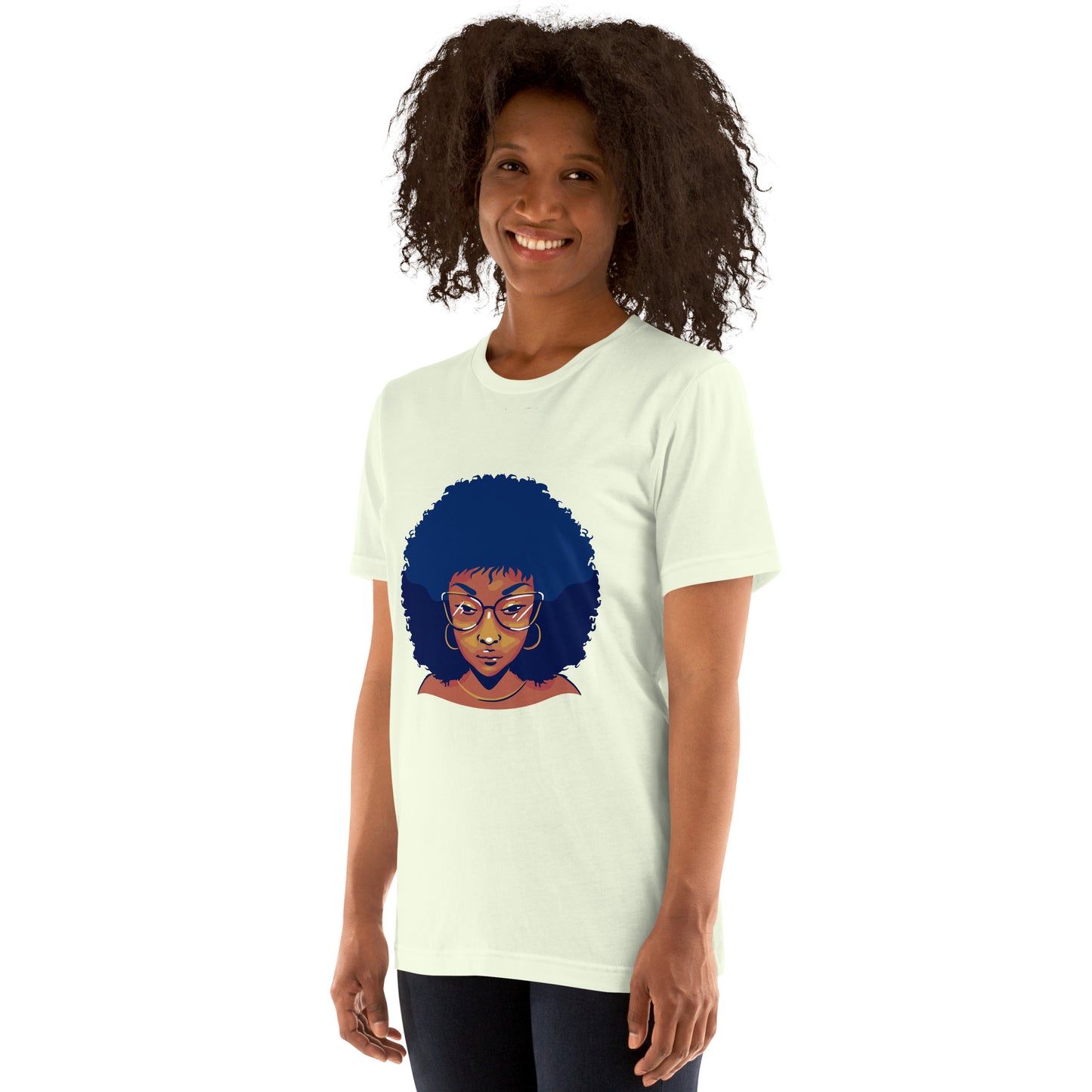 T-Shirts - Ebony Woman Afro (Glamourange Ebony Staple T-Shirts - Front Print 005 Model)