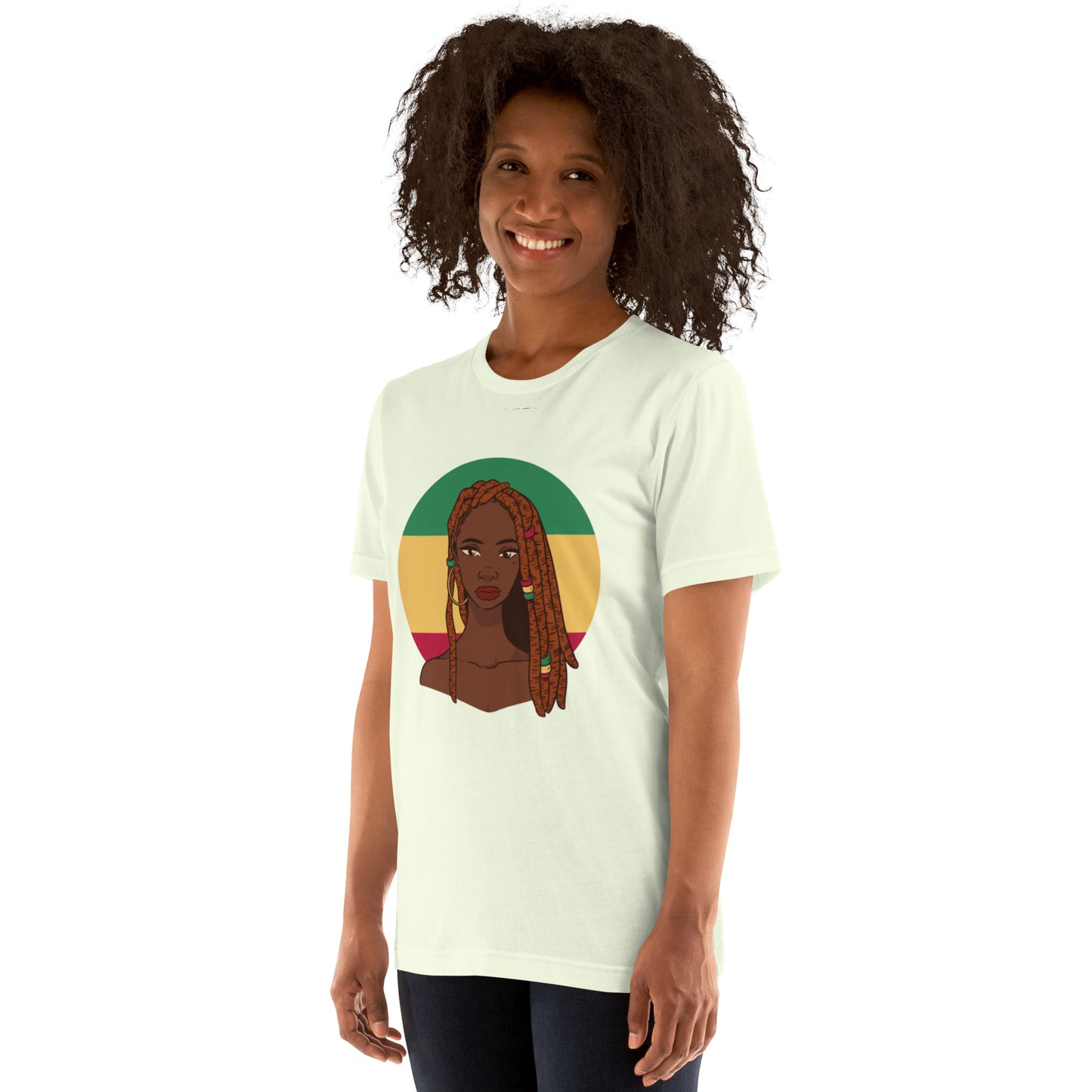 T-Shirts - Ebony Woman Dreadlocks (Glamourange Ebony Staple T-Shirts - Front Print 007 Model)