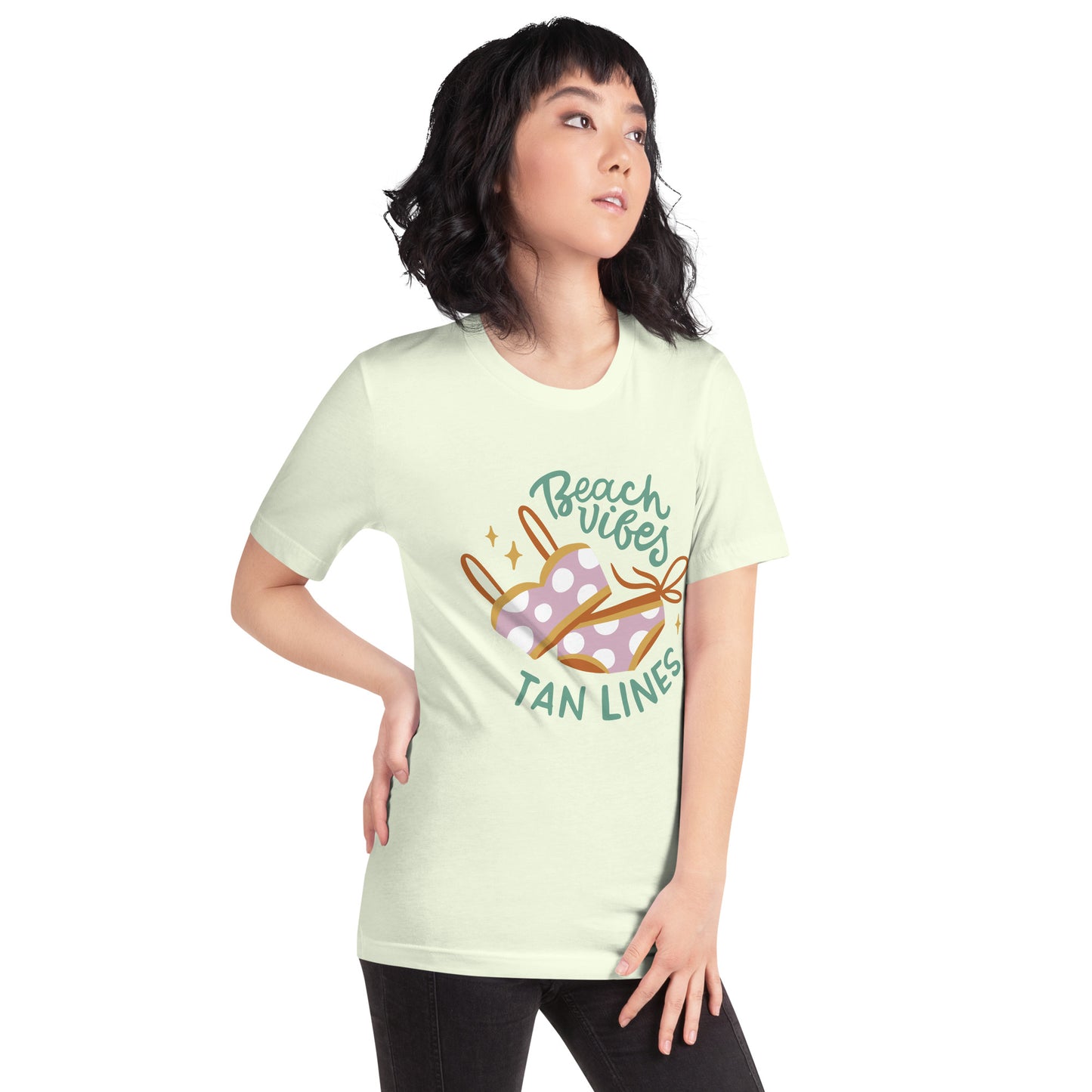 T-Shirts - Beach Vibes. Tan Lines (Glamourange Seasons & Events Staple T-Shirts - Front Print)