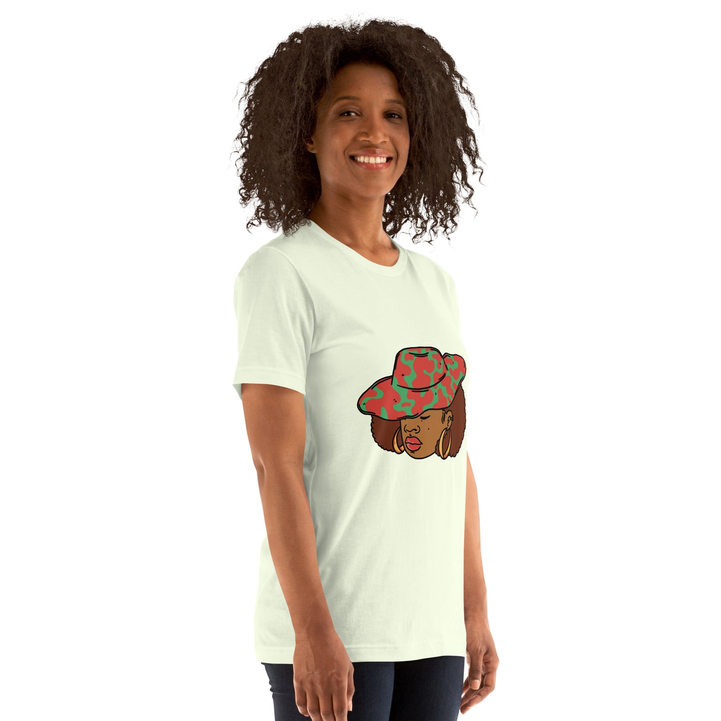 T-Shirts - Ebony Woman Afro (Glamourange Ebony Staple T-Shirts - Front Print 001 Model)