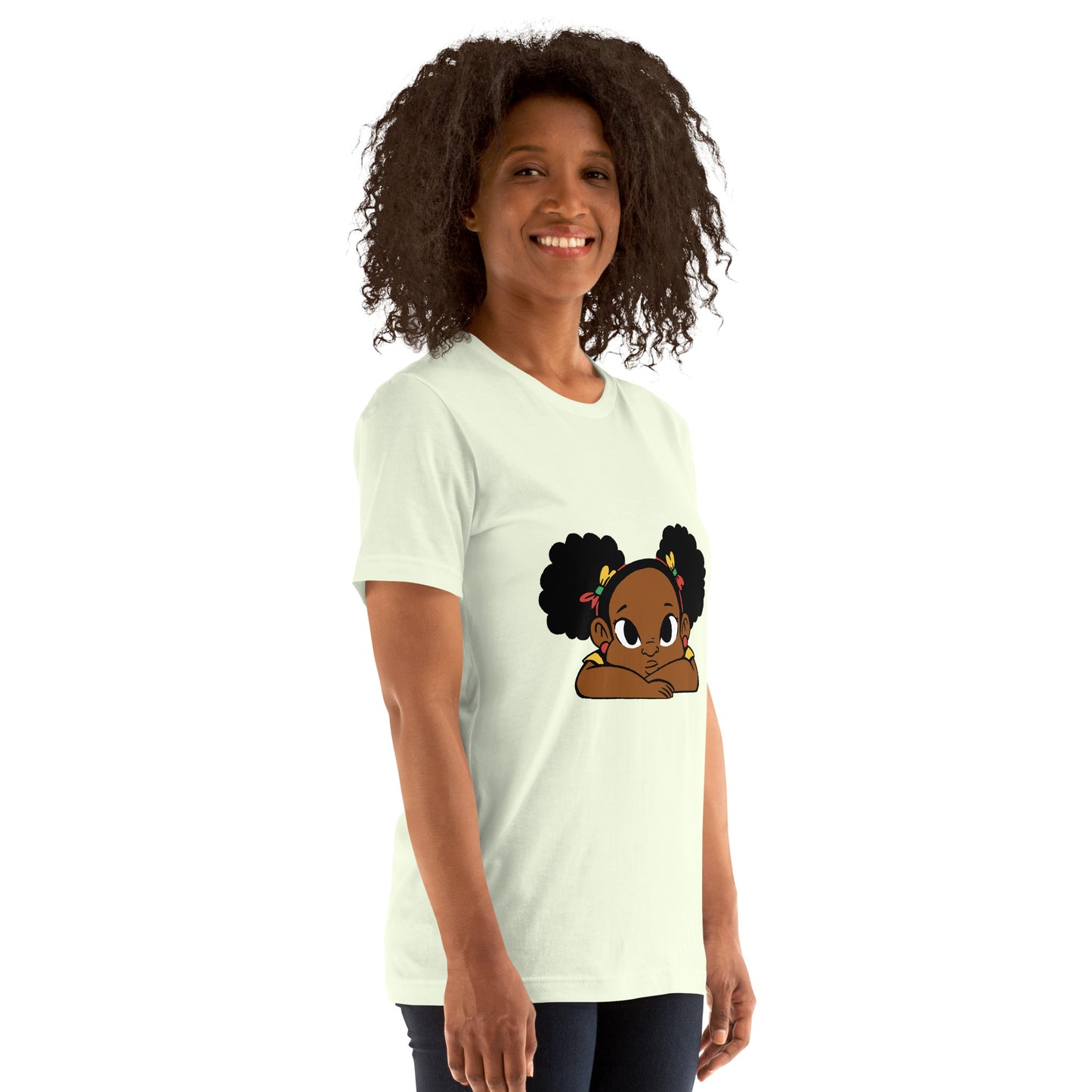 T-Shirts - Ebony Girl Afro (Glamourange Ebony Staple T-Shirts - Front Print 002 Model)