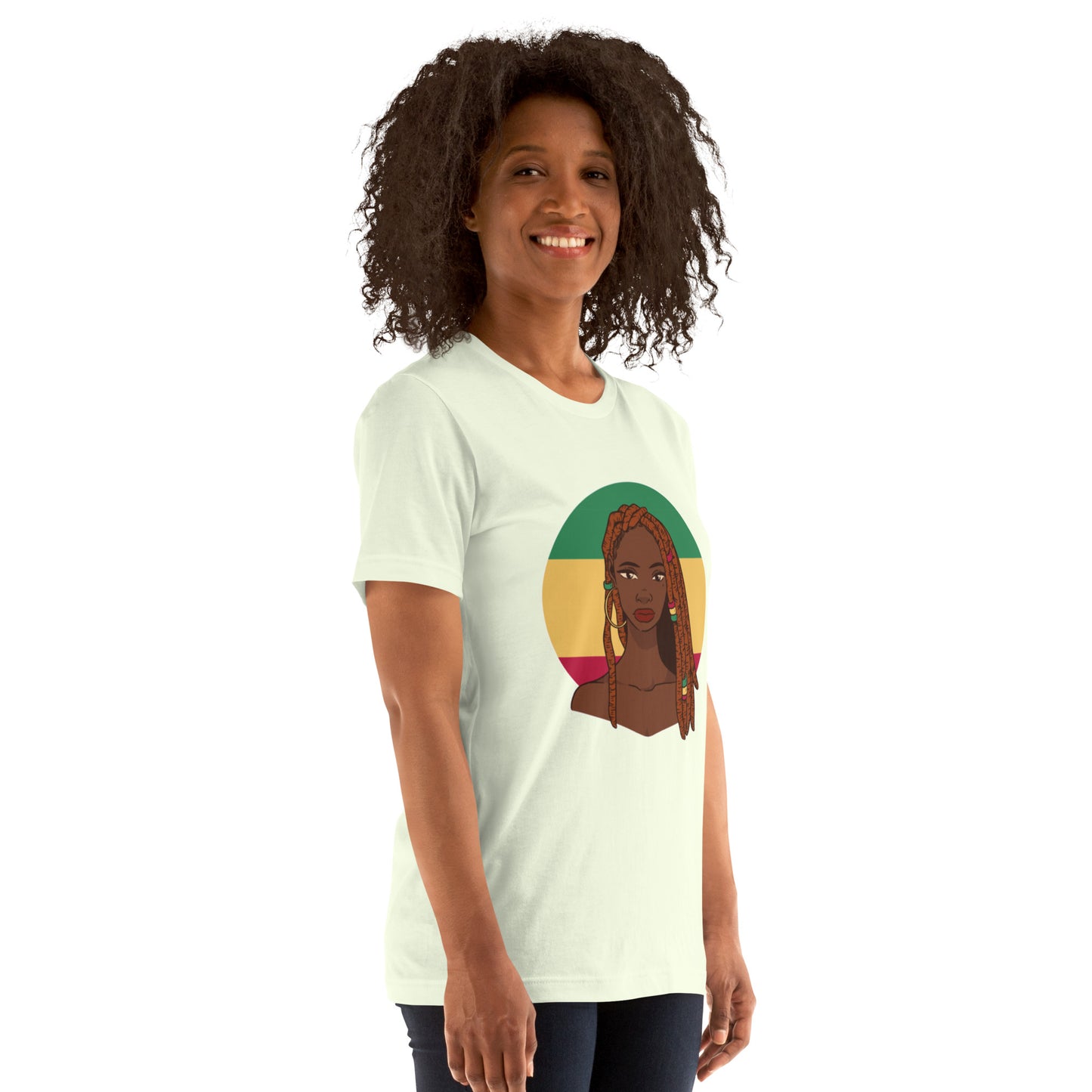 T-Shirts - Ebony Woman Dreadlocks (Glamourange Ebony Staple T-Shirts - Front Print 007 Model)