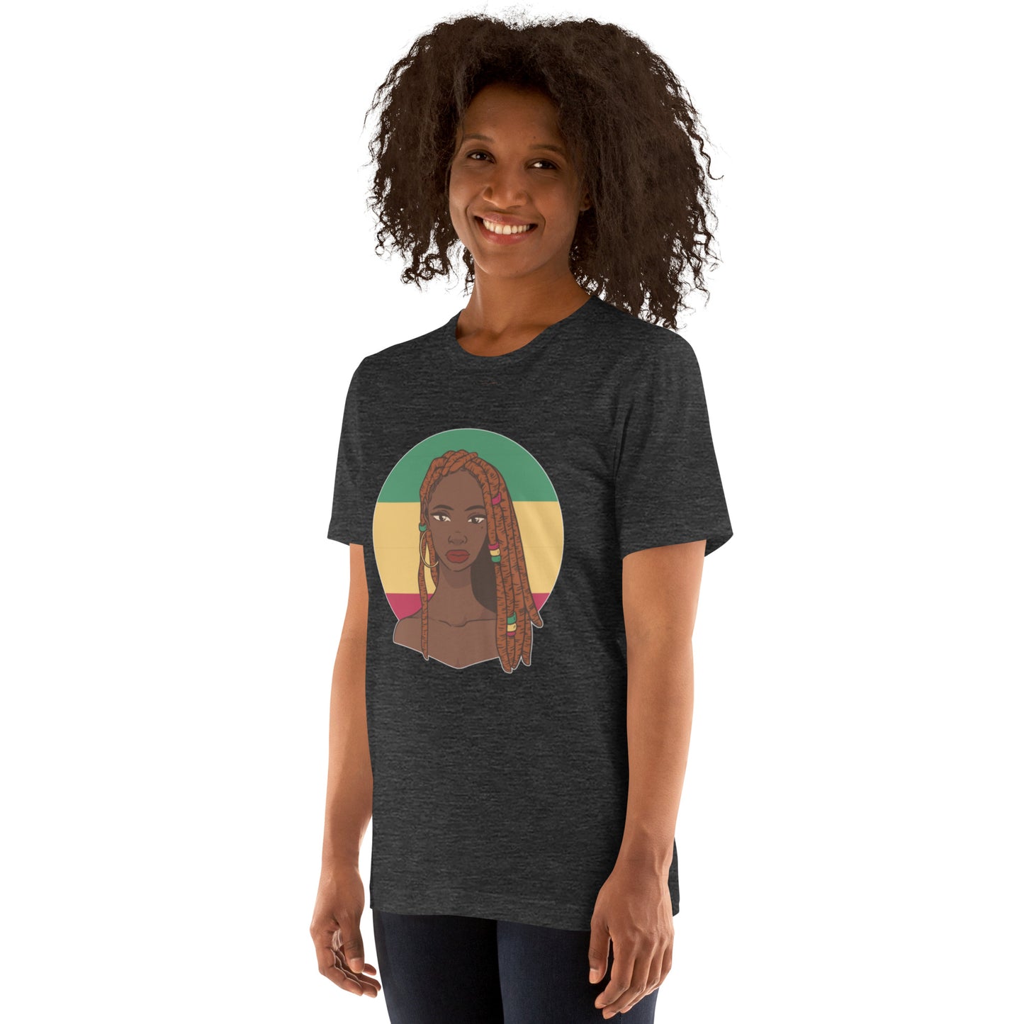 T-Shirts - Ebony Woman Dreadlocks (Glamourange Ebony Staple T-Shirts - Front Print 007 Model)