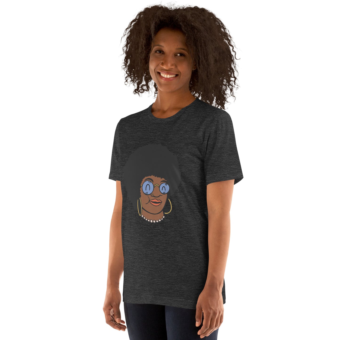 T-Shirts - Beautiful Afro (Glamourange Ebony Staple T-Shirts - Front Print 009 Model)