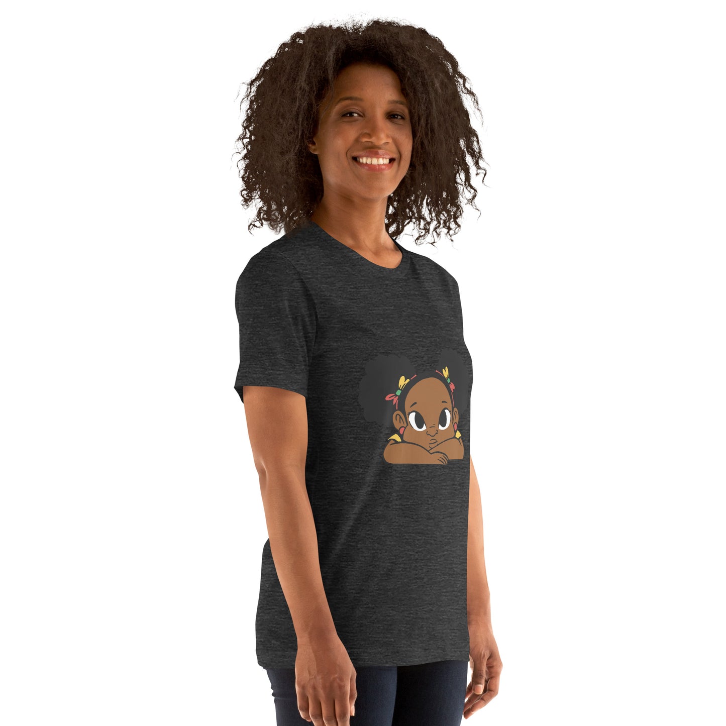 T-Shirts - Ebony Girl Afro (Glamourange Ebony Staple T-Shirts - Front Print 002 Model)