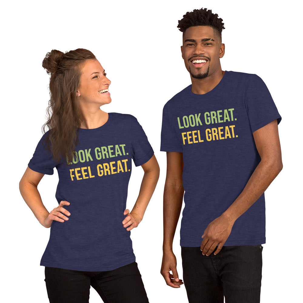 T Shirts - Look Great. Feel Great (Glamourange Motivation Staple T-Shirts - Front Print 001 Model)