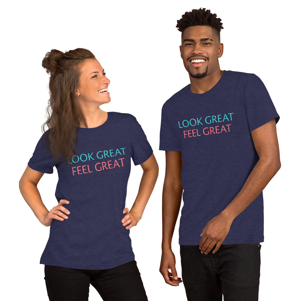 T Shirts - Look Great. Feel Great (Glamourange Motivation Staple T-Shirts - Front Print 004 Model)