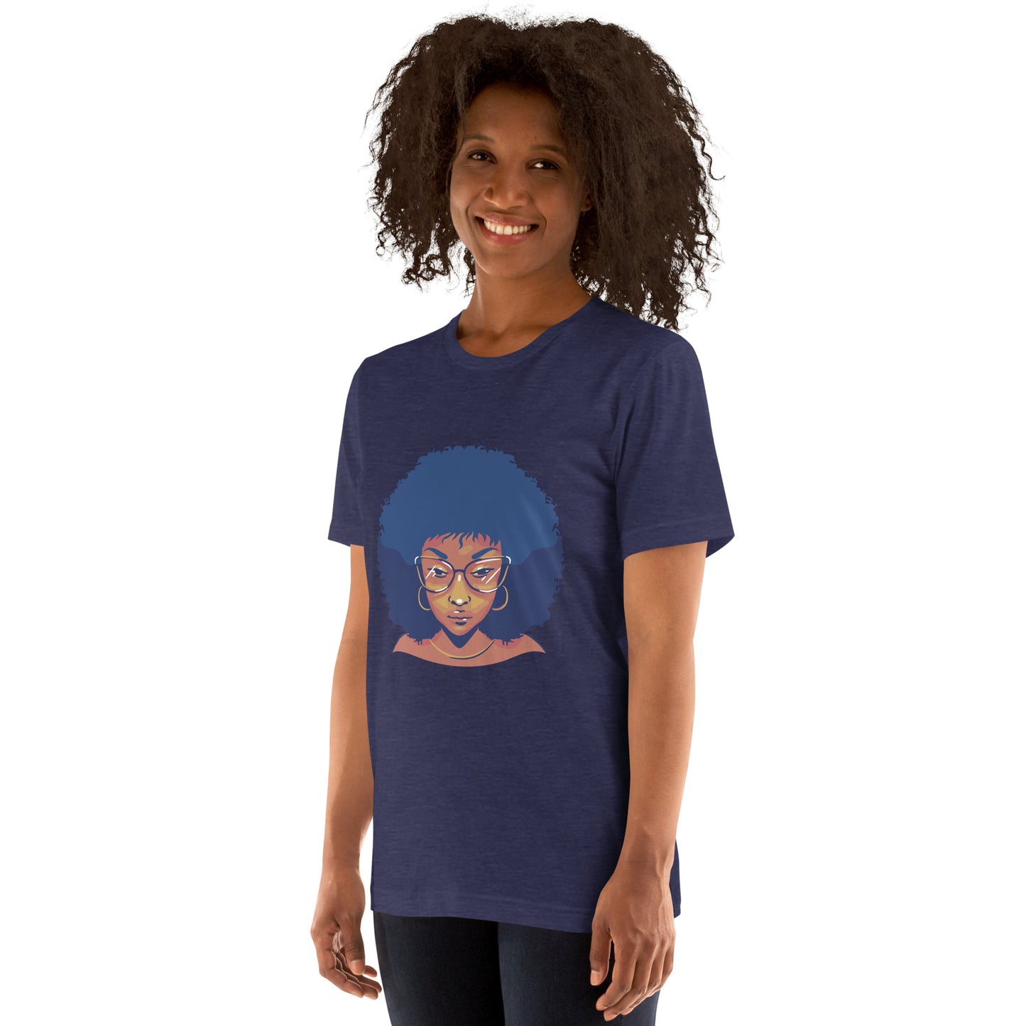 T-Shirts - Ebony Woman Afro (Glamourange Ebony Staple T-Shirts - Front Print 005 Model)