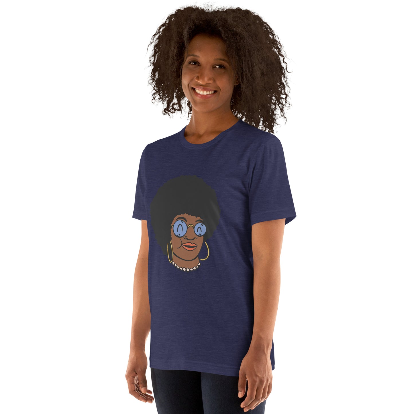 T-Shirts - Beautiful Afro (Glamourange Ebony Staple T-Shirts - Front Print 009 Model)