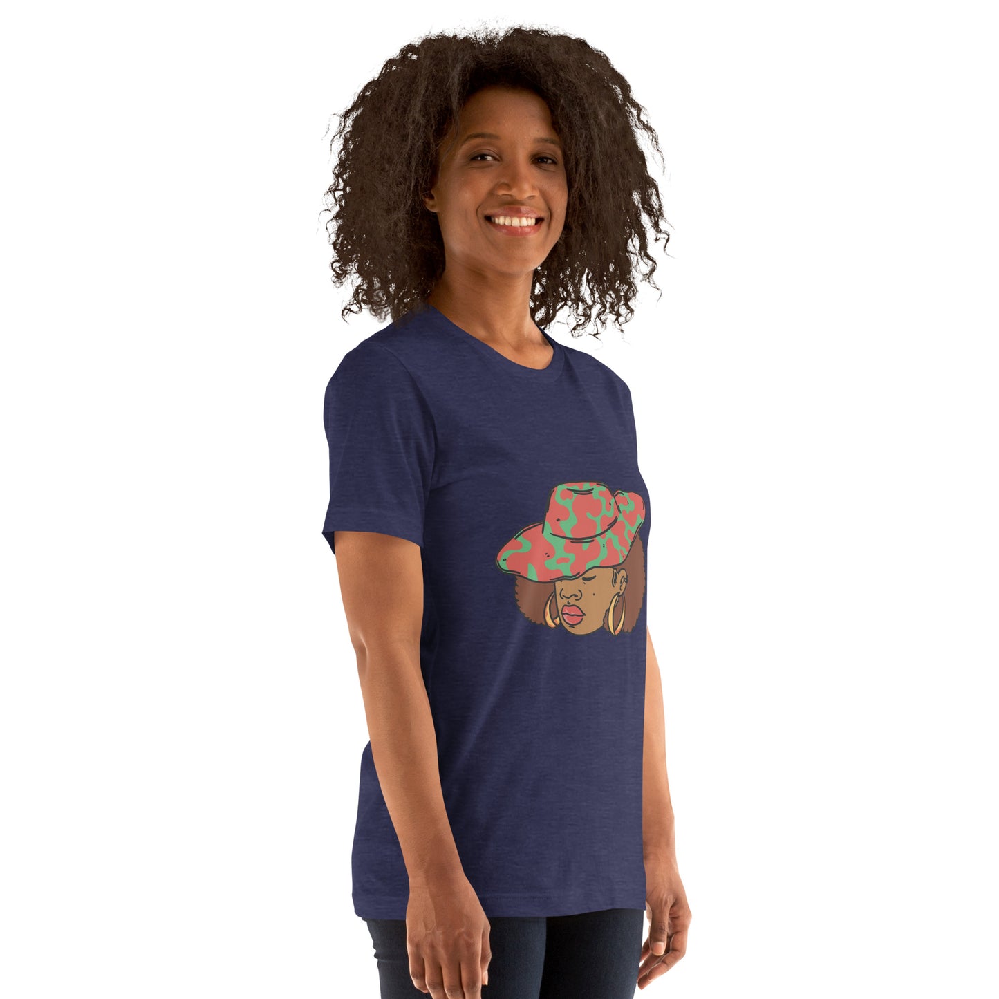 T-Shirts - Ebony Woman Afro (Glamourange Ebony Staple T-Shirts - Front Print 001 Model)