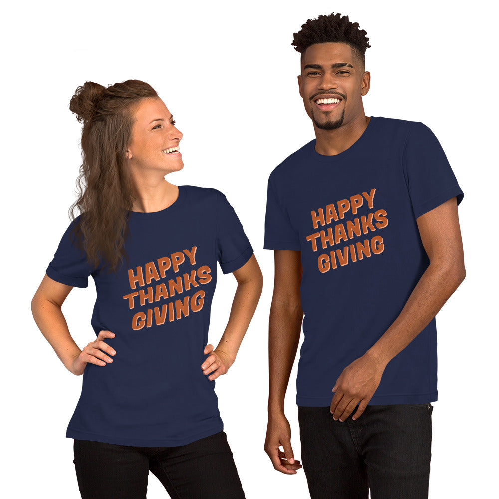 T-Shirts - Happy Thanks Giving (Glamourange Seasons & Events Staple T-Shirts - Front Print)