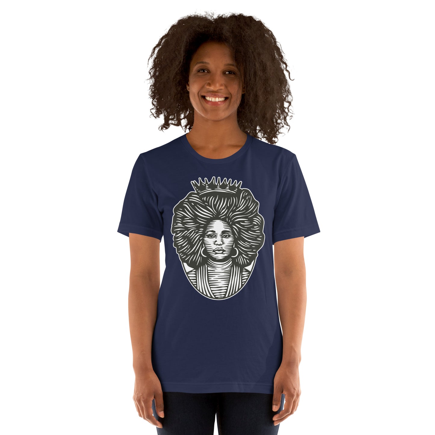 T-Shirts - The Beautiful Queen (Glamourange Ebony Staple T-Shirts - Front Print 0021 Model)