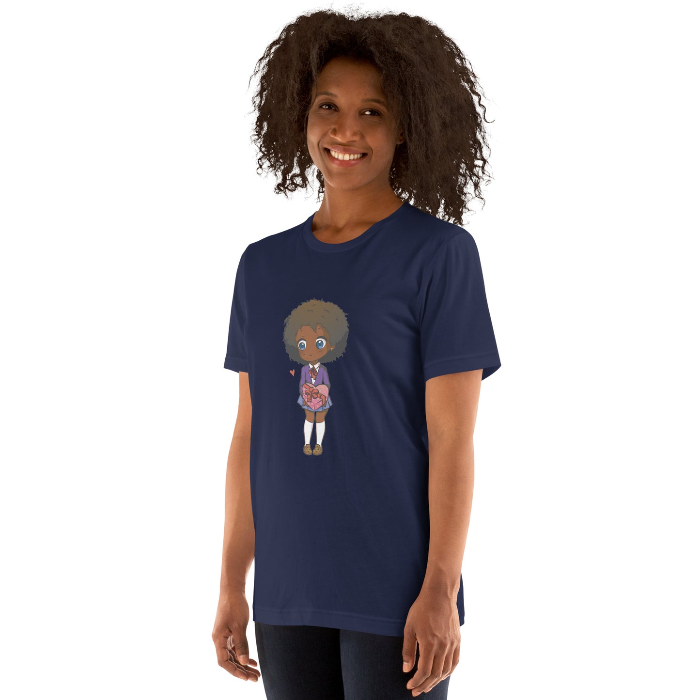 T-Shirts - Ebony Girl Afro (Glamourange Ebony Staple T-Shirts - Front Print 004 Model)