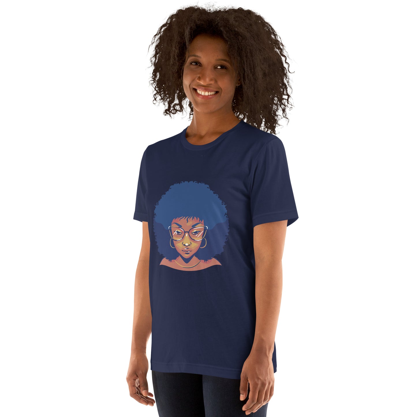 T-Shirts - Ebony Woman Afro (Glamourange Ebony Staple T-Shirts - Front Print 005 Model)