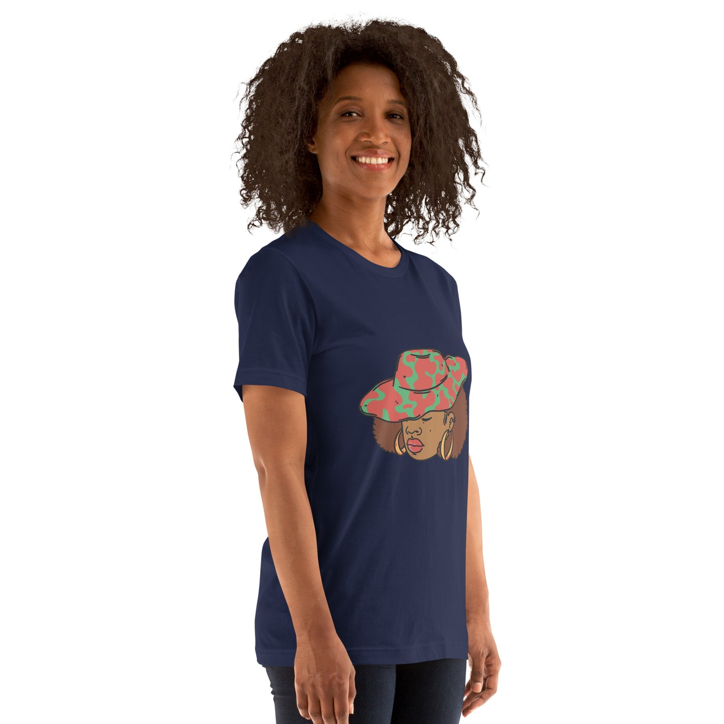 T-Shirts - Ebony Woman Afro (Glamourange Ebony Staple T-Shirts - Front Print 001 Model)