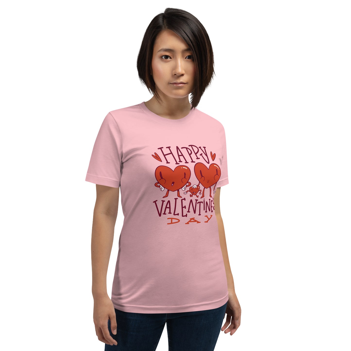 Women T Shirt - Happy Valentine's Day (Glamourange Motivation Staple T-Shirts - Front Print)