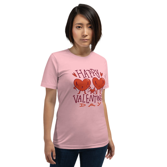 Women T Shirt - Happy Valentine's Day (Glamourange Motivation and Inspiration Staple T-Shirts - Front Print)