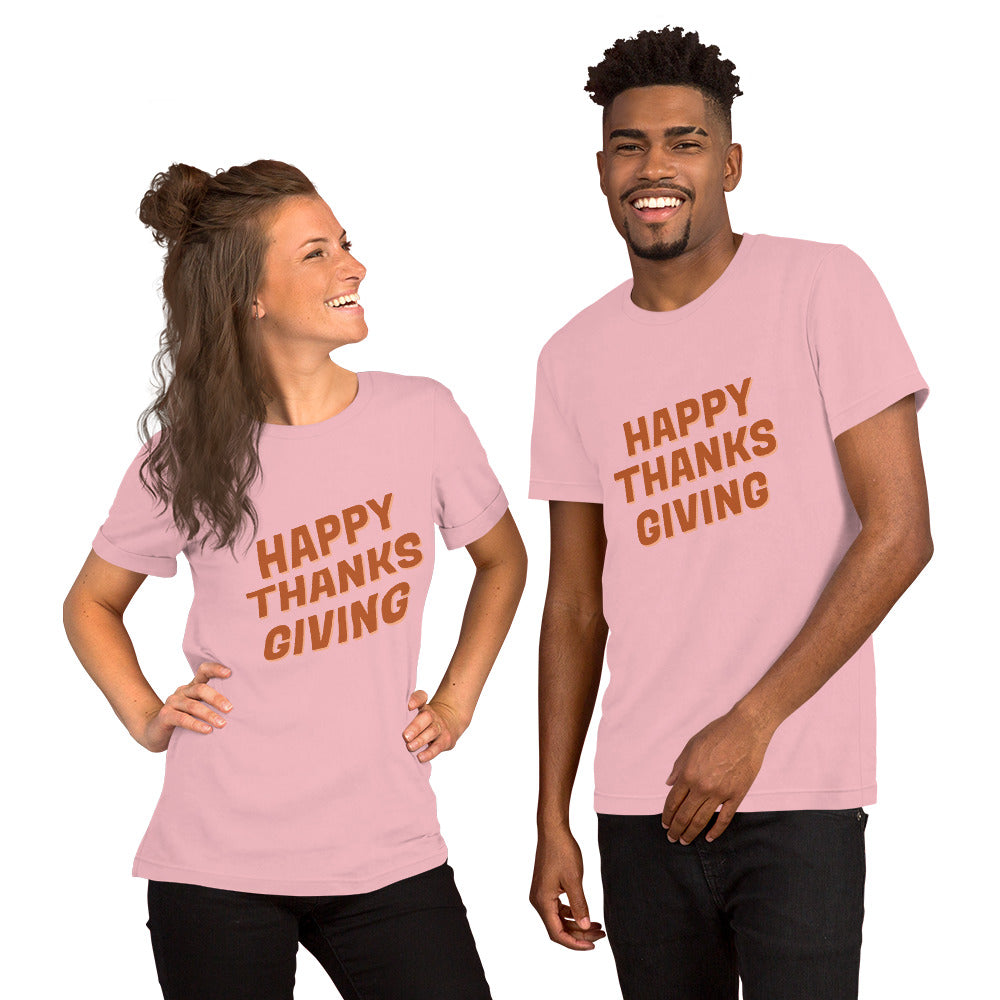 T-Shirts - Happy Thanks Giving (Glamourange Seasons & Events Staple T-Shirts - Front Print)