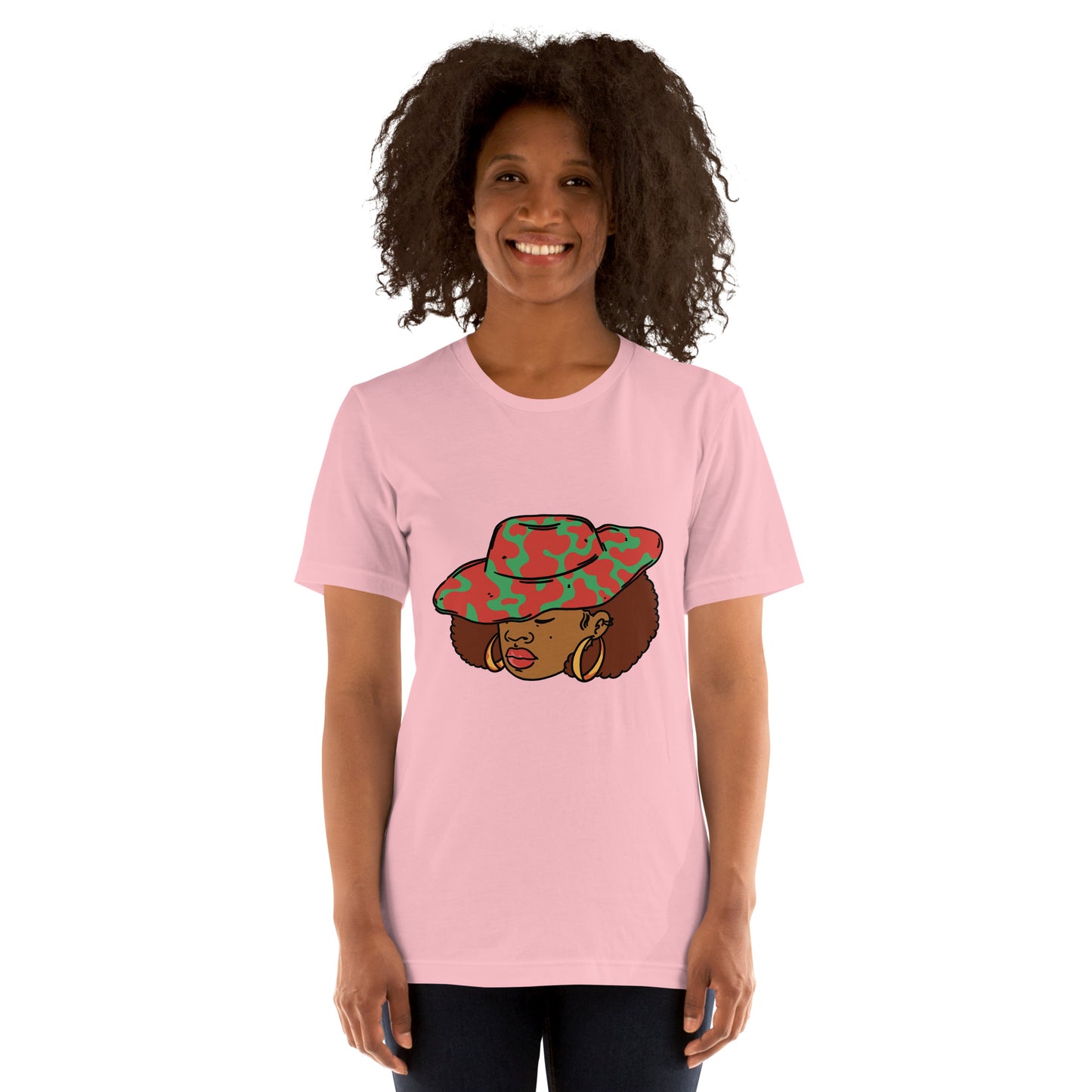 T-Shirts - Ebony Woman Afro (Glamourange Ebony Staple T-Shirts - Front Print 001 Model)