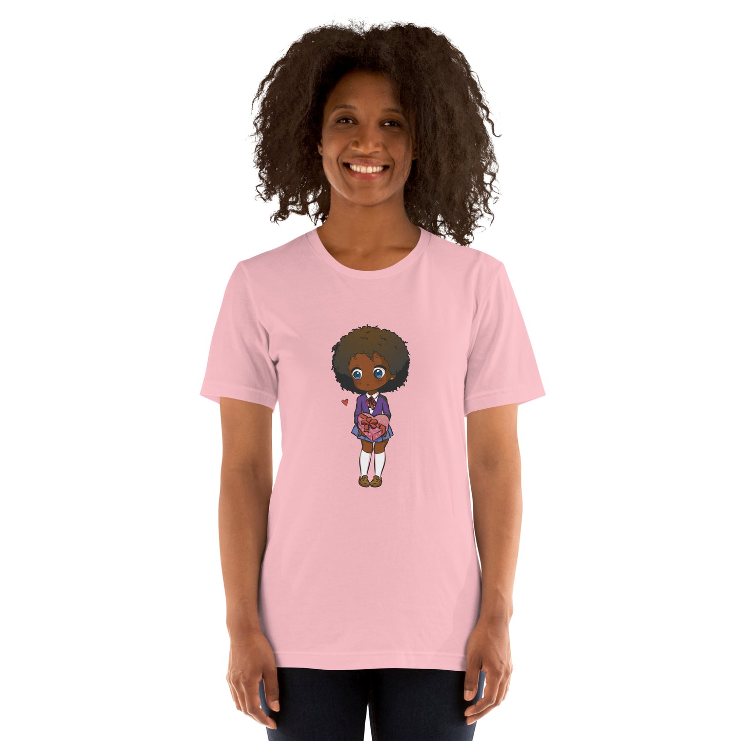 T-Shirts - Ebony Girl Afro (Glamourange Ebony Staple T-Shirts - Front Print 004 Model)