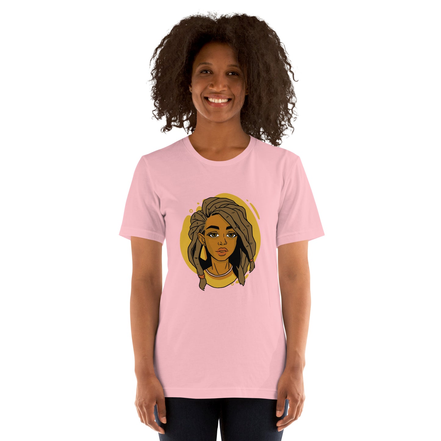 T-Shirts - Ebony Woman Dreadlocks (Glamourange Ebony Staple T-Shirts - Front Print 006 Model)