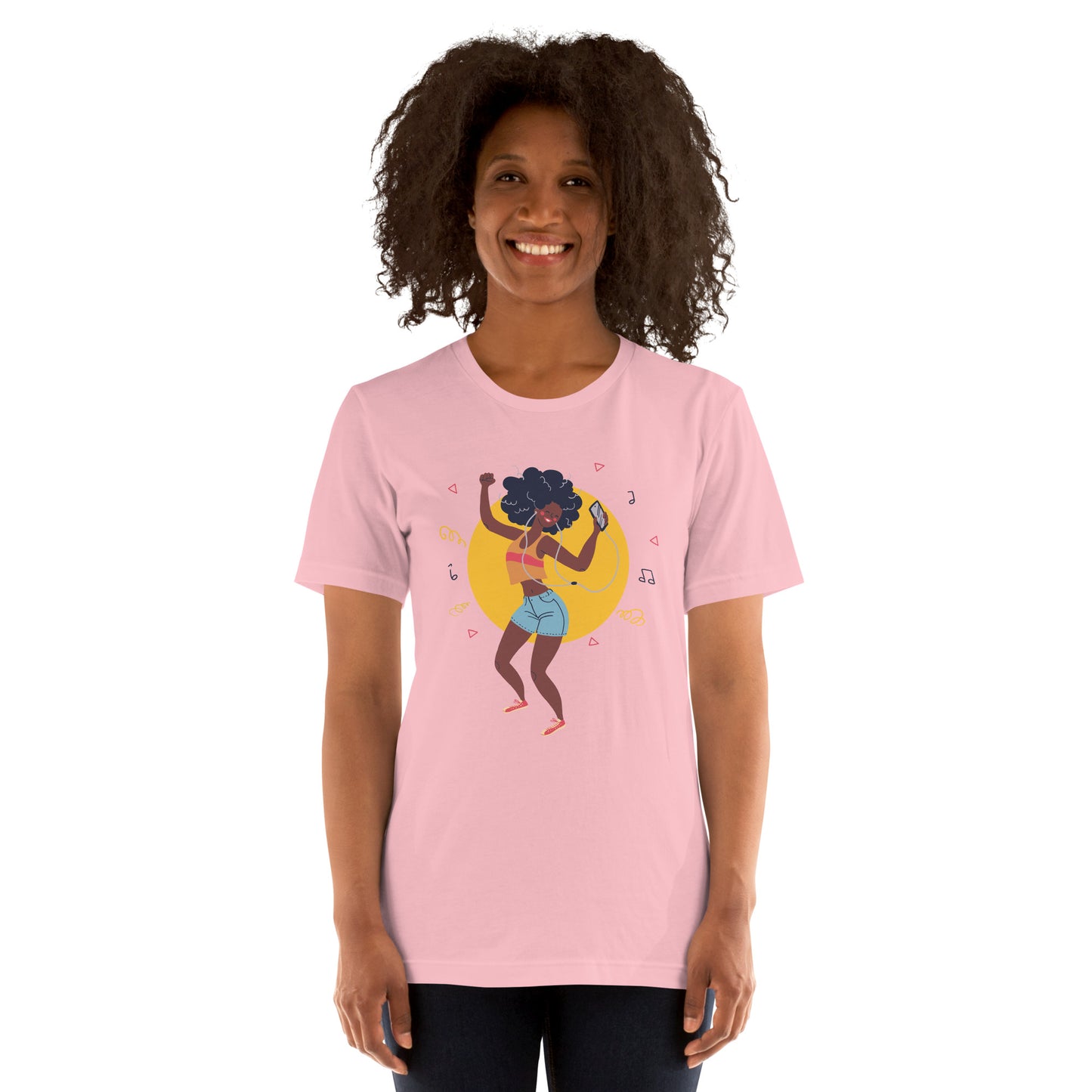 T-Shirts - Let The Music Play (Glamourange Ebony Staple T-Shirts - Front Print 008 Model)