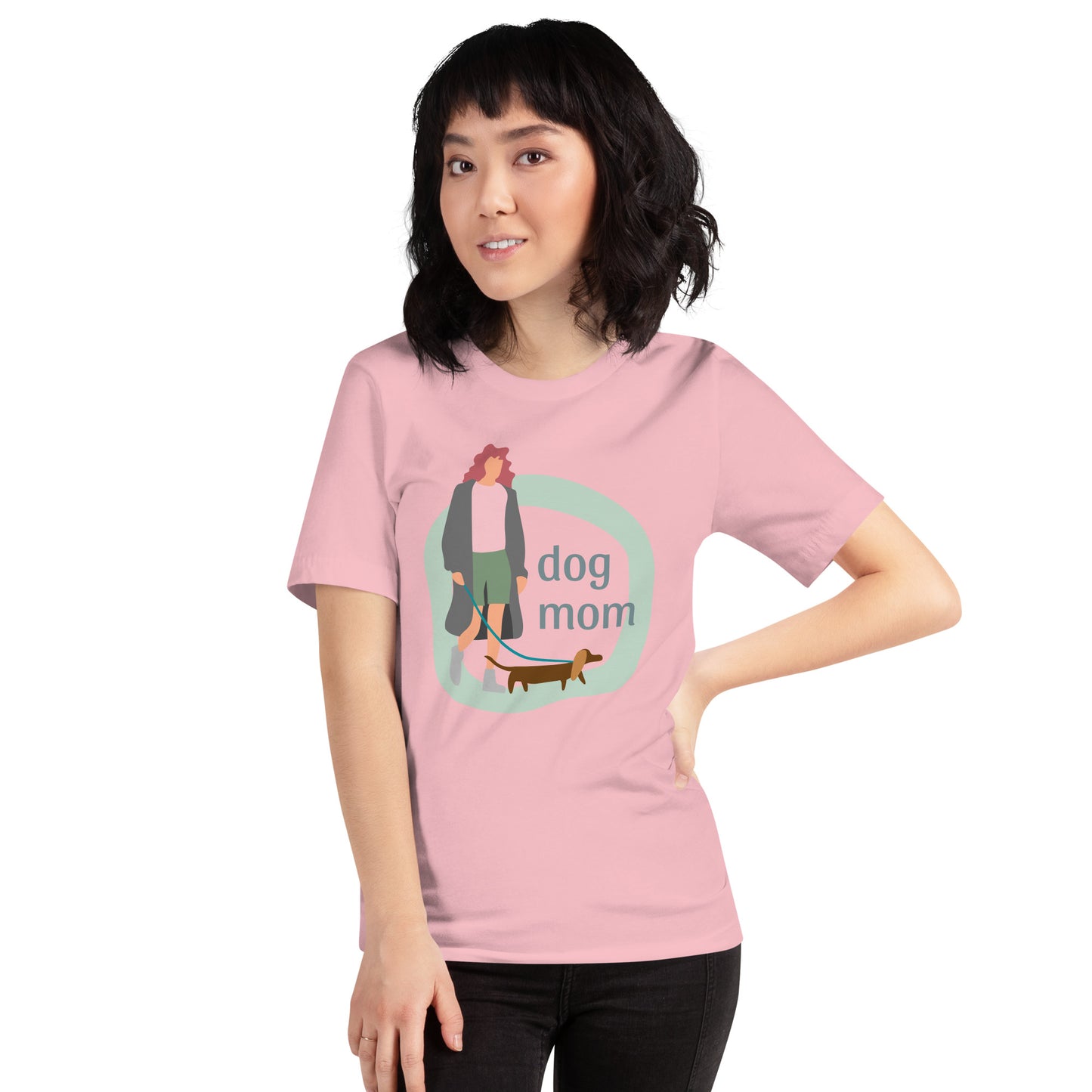 T-Shirts - Dog Mom (Glamourange Pets Staple T-Shirts - Front Print 001 Model)