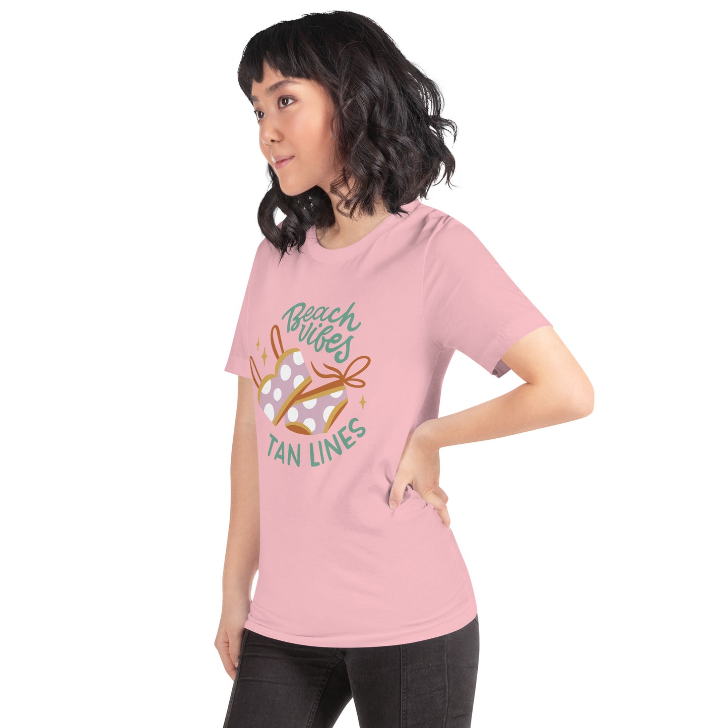 T-Shirts - Beach Vibes. Tan Lines (Glamourange Seasons & Events Staple T-Shirts - Front Print)