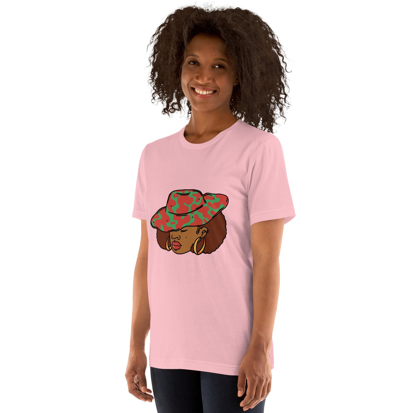 T-Shirts - Ebony Woman Afro (Glamourange Ebony Staple T-Shirts - Front Print 001 Model)