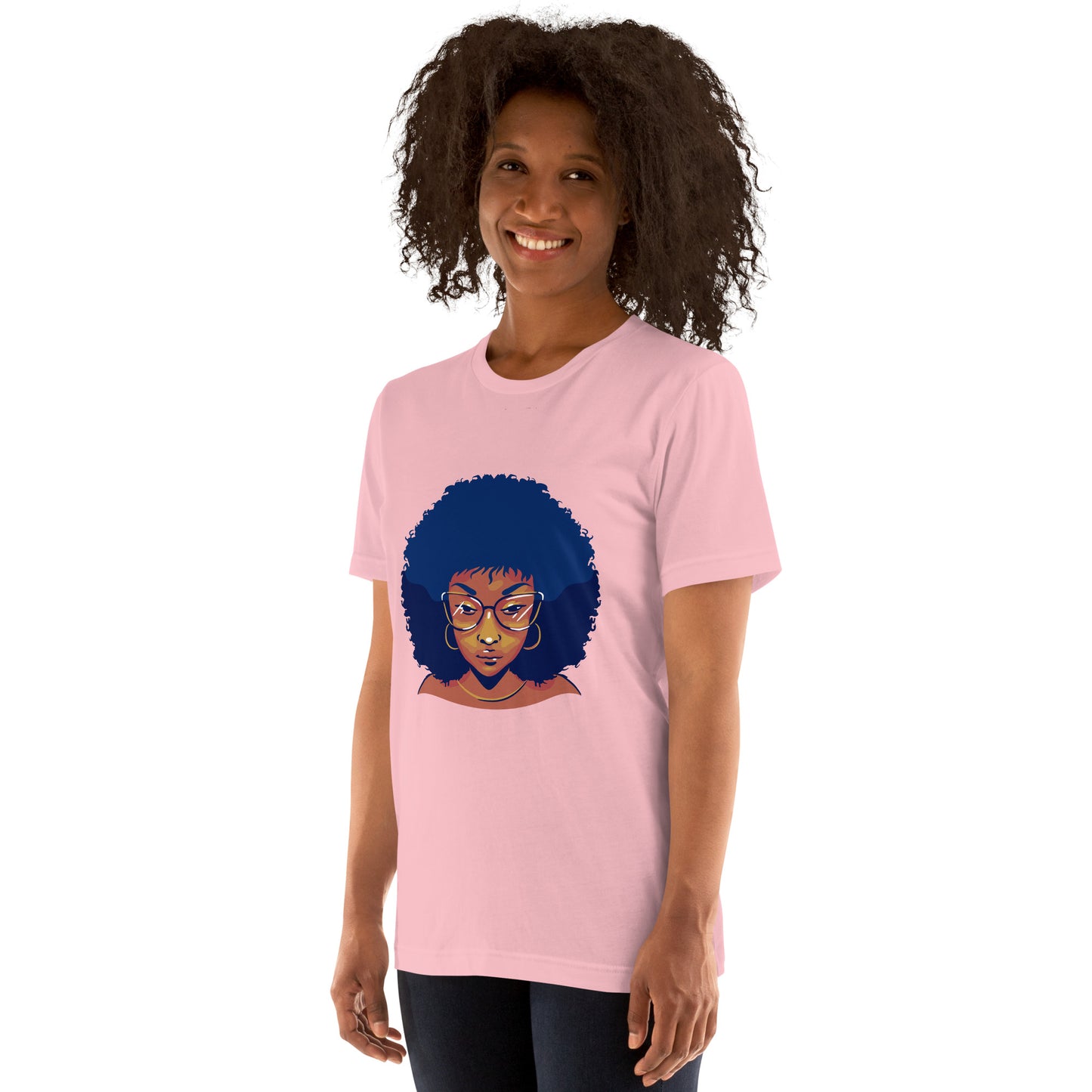 T-Shirts - Ebony Woman Afro (Glamourange Ebony Staple T-Shirts - Front Print 005 Model)