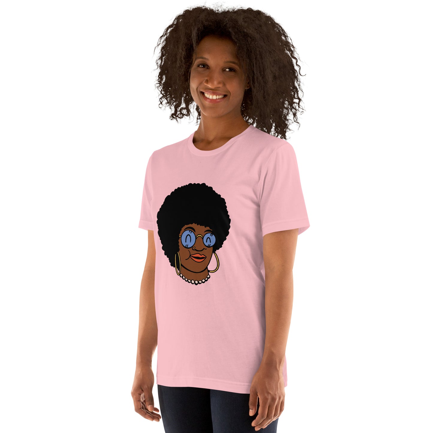 T-Shirts - Beautiful Afro (Glamourange Ebony Staple T-Shirts - Front Print 009 Model)