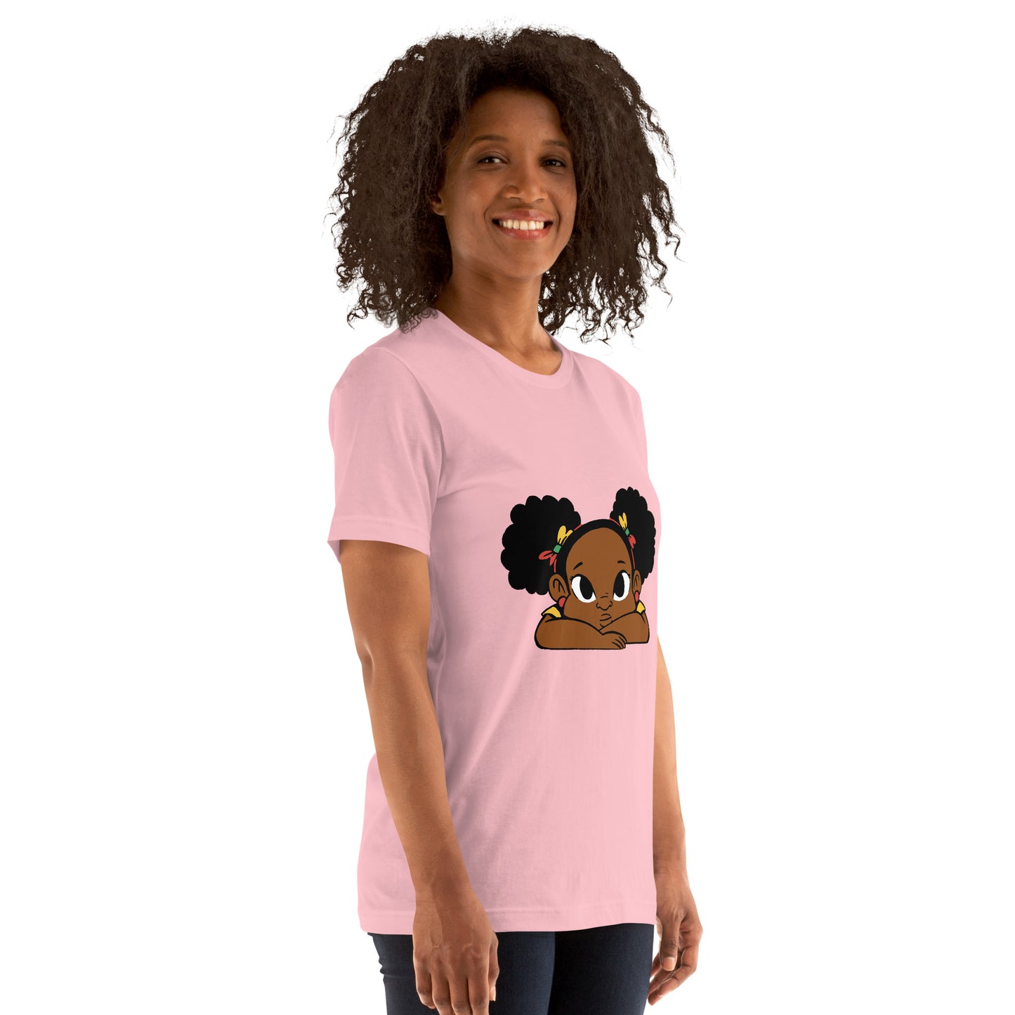 T-Shirts - Ebony Girl Afro (Glamourange Ebony Staple T-Shirts - Front Print 002 Model)